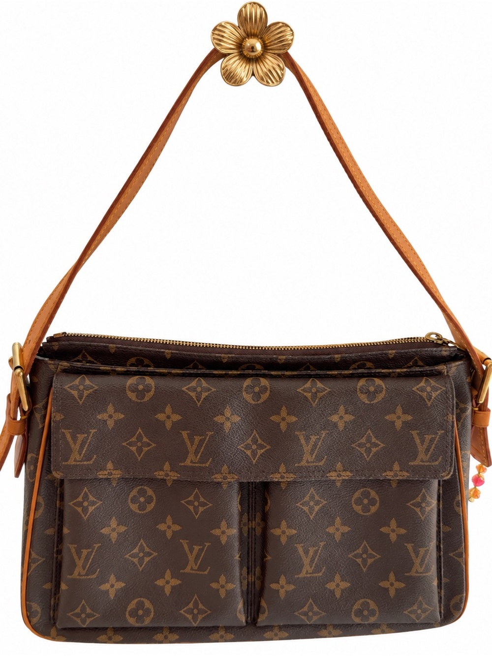 Louis Vuitton Brown Monogram Canvas Shoulder Bag with Vachetta Trim